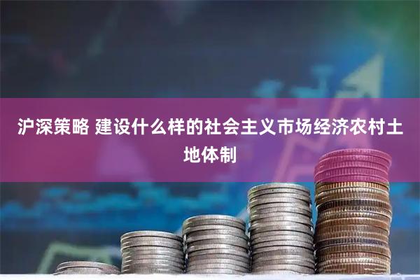 沪深策略 建设什么样的社会主义市场经济农村土地体制